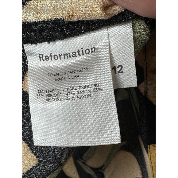 Reformation Flounce Skirt Womens Black Yellow Lemon Drop Mini Sz 12 Lightweight - Picture 7 of 8